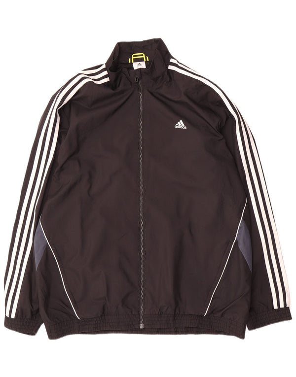 Adidas Mens Tracksuit Top Jacket UK 46/48 XL Black Colourblock Polyester