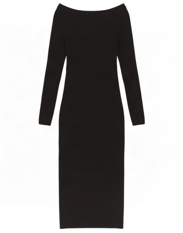 Zara Dame Langærmet Jumper Dress UK 8 Small Black Bomuld