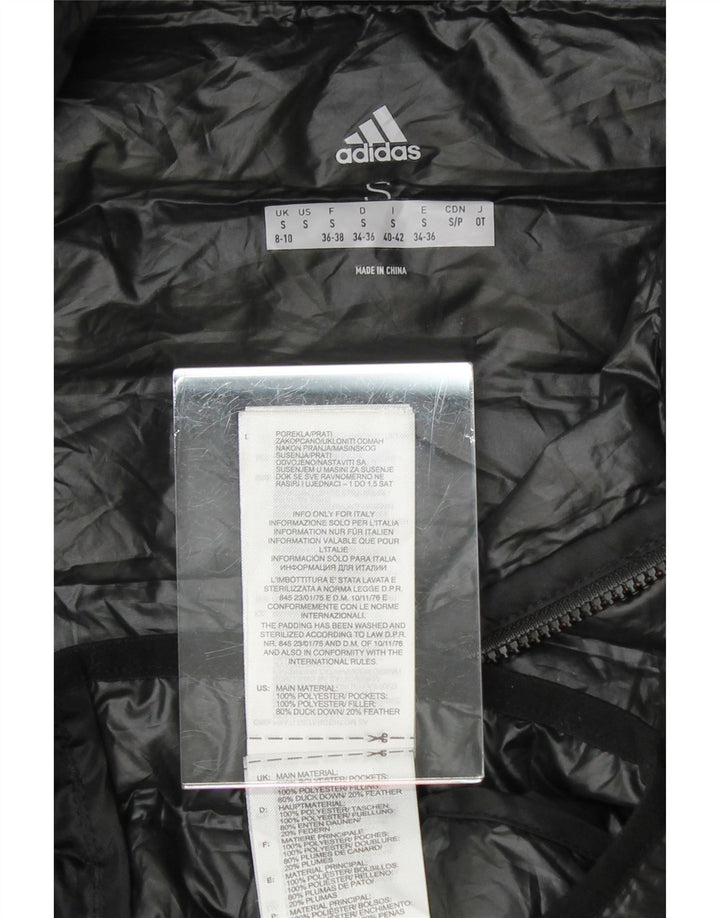 ADIDAS Womens Padded Jacket UK 8/10 Small Black Polyester Vintage Adidas and Second-Hand Adidas from Messina Hembry 