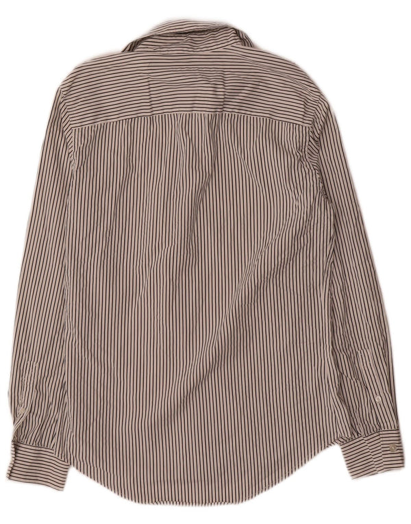 Camisa masculina Zara Super Slim Fit média listrada branca