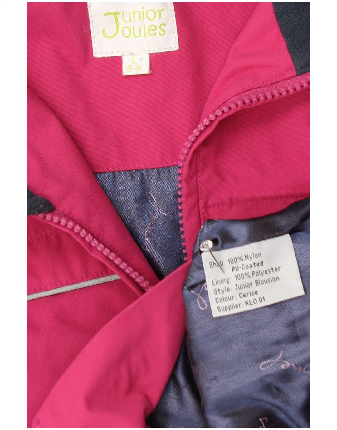 JOULES Girls Windbreaker Jacket 8-9 Years Large Pink Nylon