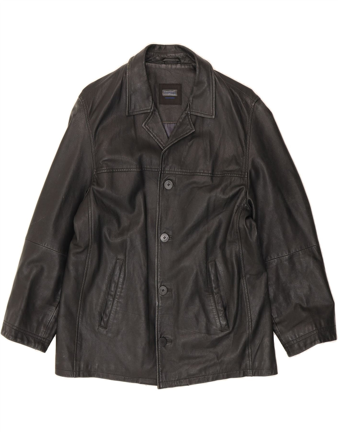 STONES Mens Leather Jacket IT 50 Large Black Leather Vintage Stones and Second-Hand Stones from Messina Hembry 