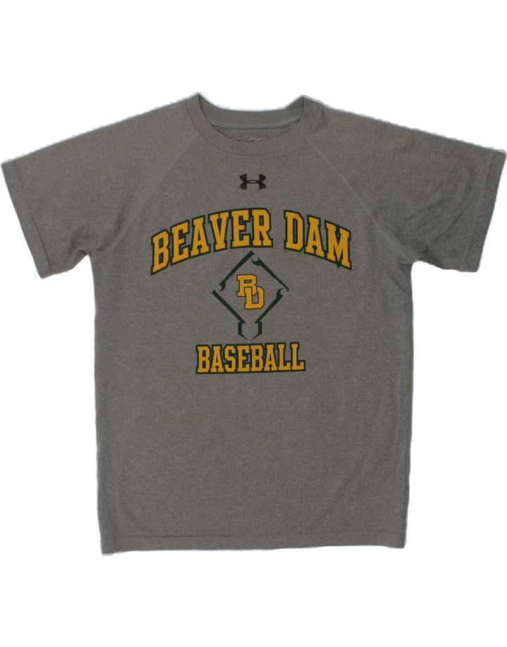UNDER ARMOUR Boys Beaver Dam Baseball T-Shirt Top 9-10 Years Medium Grey Vintage Under Armour and Second-Hand Under Armour from Messina Hembry 