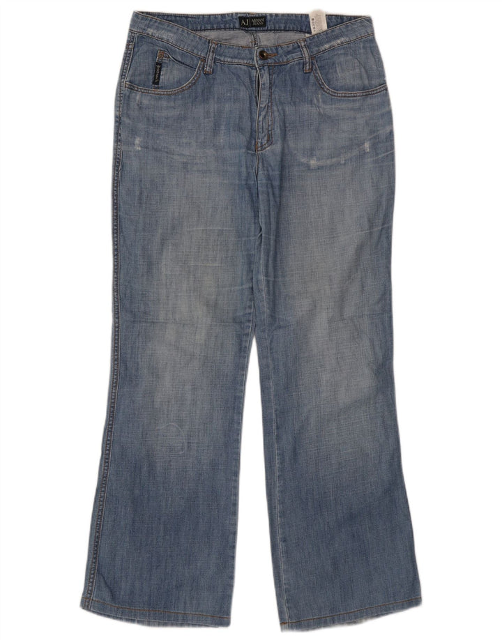 ARMANI Womens Distressed Bootcut Jeans W31 L29 Blue Cotton