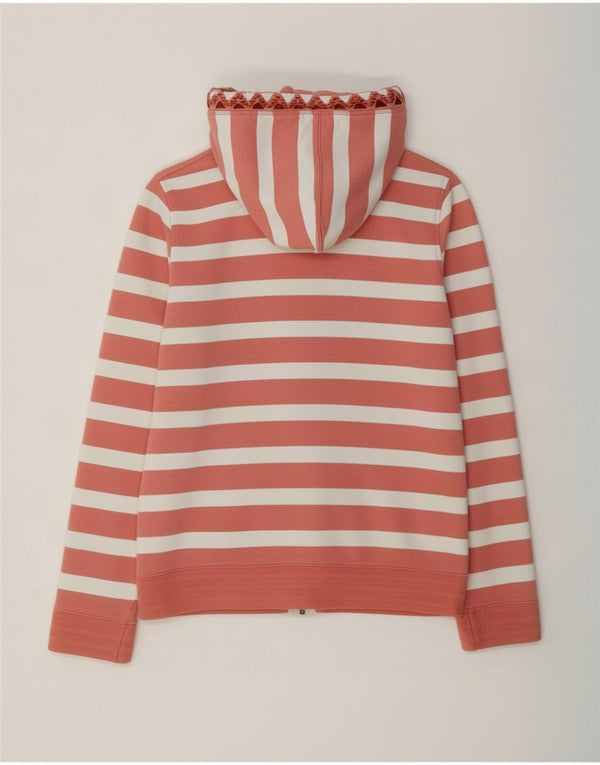 Fat Face Womens Zip Hoodie Sweater UK 10 Small Pink Striped Cotton