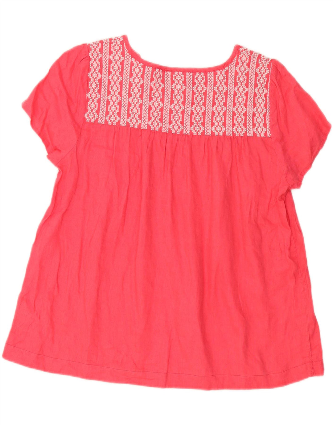 Marks & Spencer Womens Blouse Top UK 16 Large  Pink Geometric Linen
