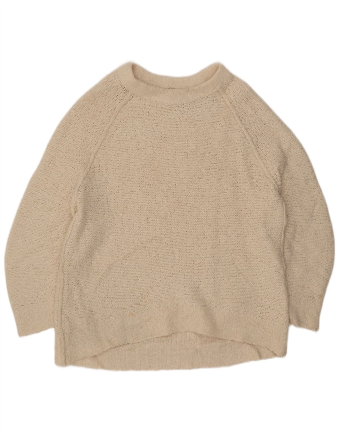 Vintage Womens Oversized Boat Neck Jumper Sweater UK 14 Medium White