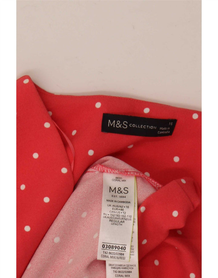 Marks & Spencer Damska sukienka typu shift UK 16, duża, różowa, w kropki, poliester