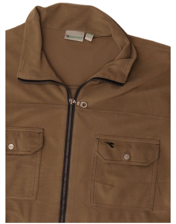Diadora Mens Tracksuit Top Jacket UK 44 XL Beige