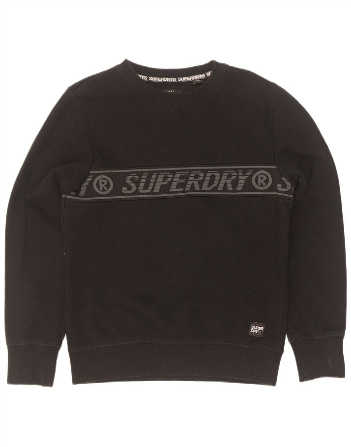 Superdry Mens Graphic Sweatshirt Jumper Small Black Cotton