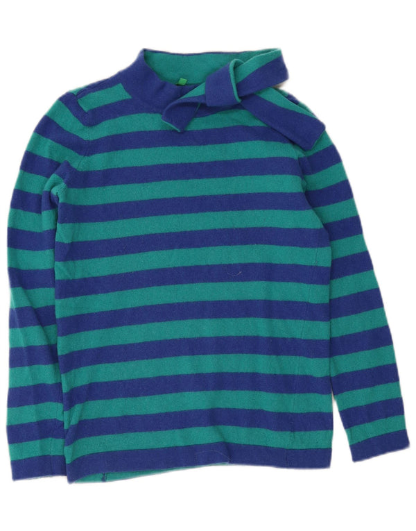 Maglione da donna a collo alto Benetton da donna UK 10 piccolo a righe blu