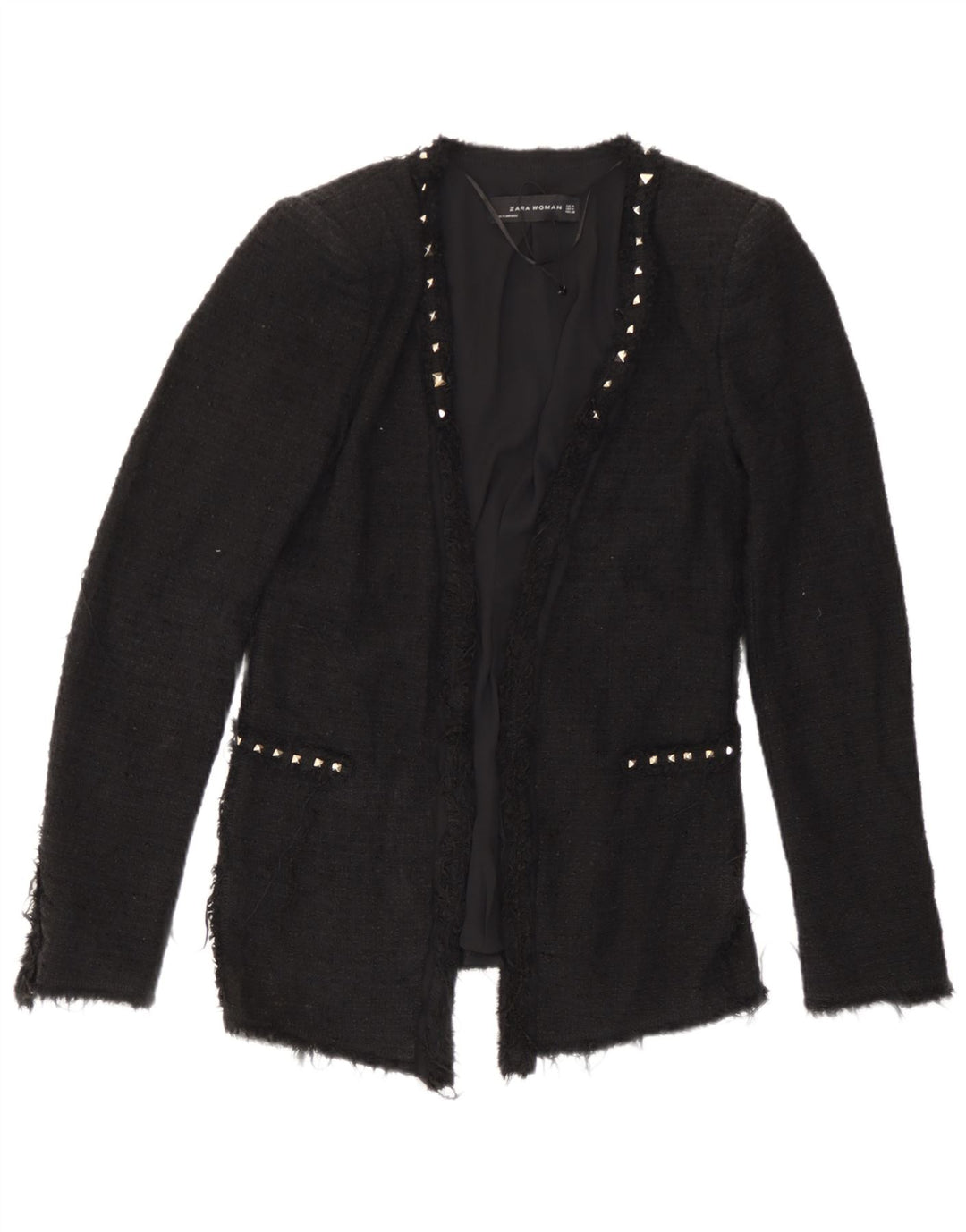 Giacca blazer aperta da donna Zara UK 12 cotone nero medio
