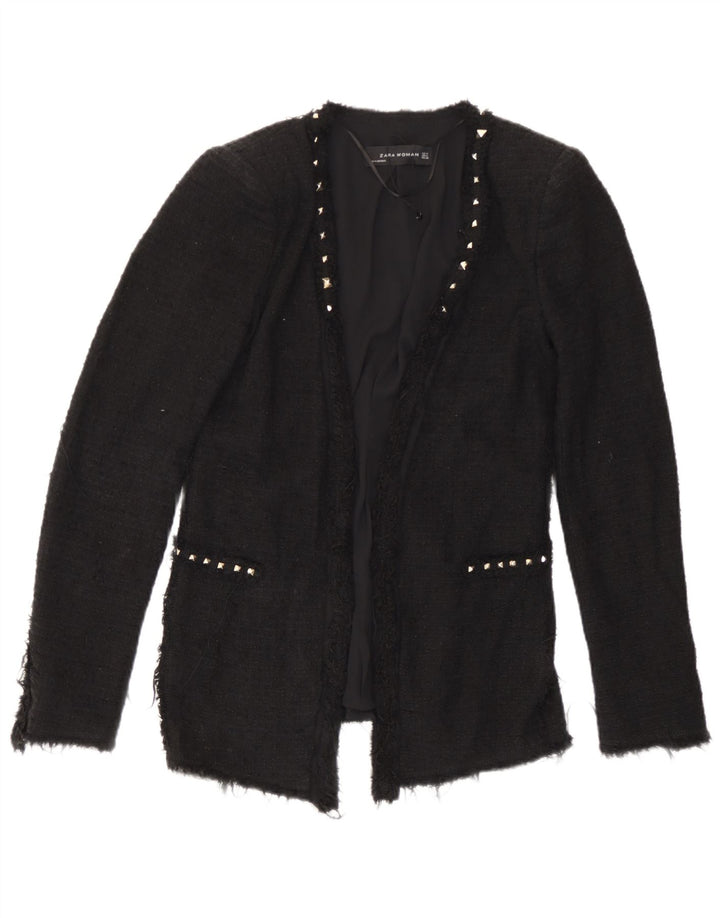 Giacca blazer aperta da donna Zara UK 12 cotone nero medio