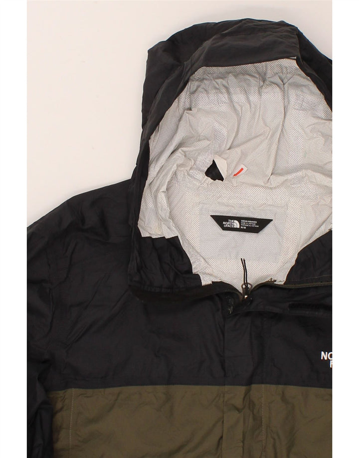 THE NORTH FACE Mens Hooded Rain Jacket UK 38 Medium Khaki Colourblock