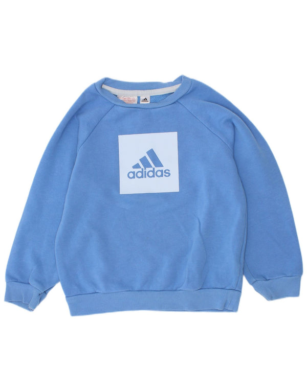 Adidas meninos moletom gráfico jumper 2-3 anos azul algodão