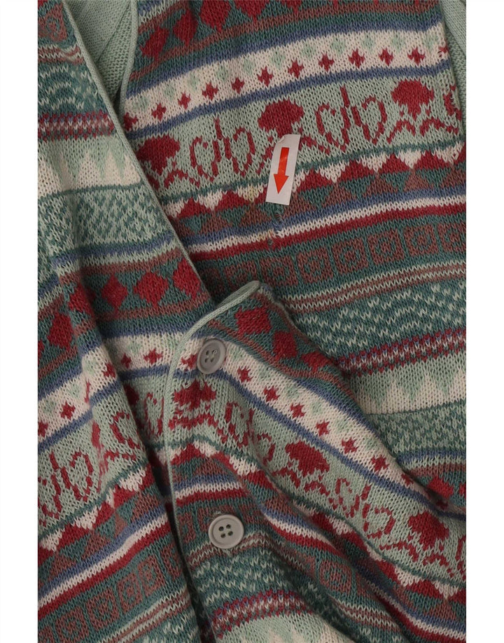 Vintage Mens Sleeveless Cardigan Sweater Medium Multicoloured Fair Isle