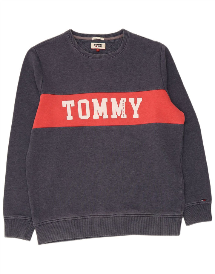 Tommy Hilfiger Mens Sweatshirt Jumper Large Navy Blue Colourblock