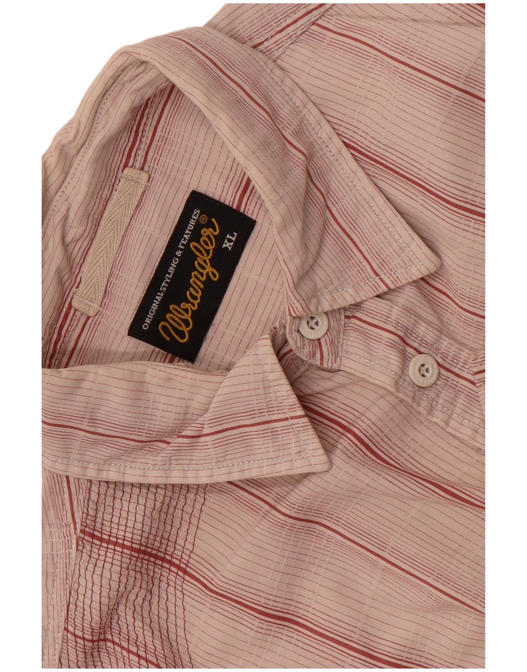Wrangler Mens Short Sleeve Shirt XL Pink Striped