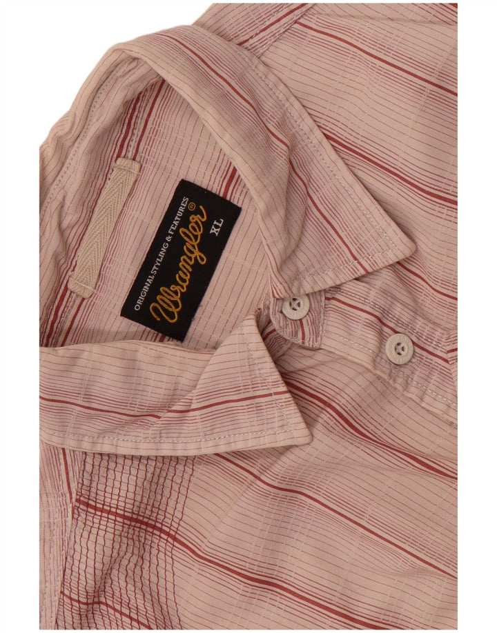 Wrangler Mens Short Sleeve Shirt XL Pink Striped