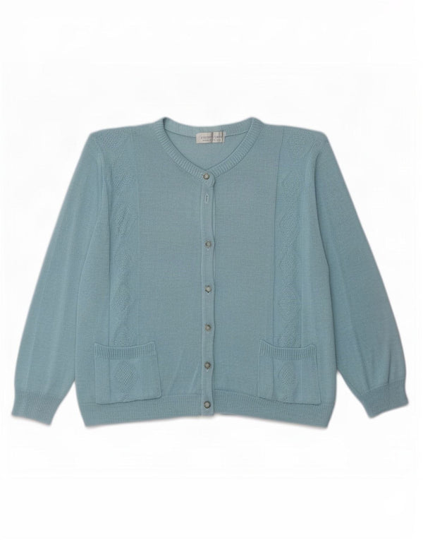 vintage Femme Cardigan Oversize Pull UK 18 XL Bleu