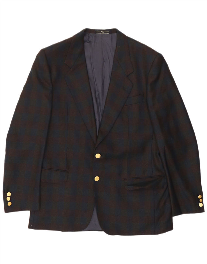 Valentino Mens 2 Button Blazer Jacket UK 38 Medium Navy Blue Check