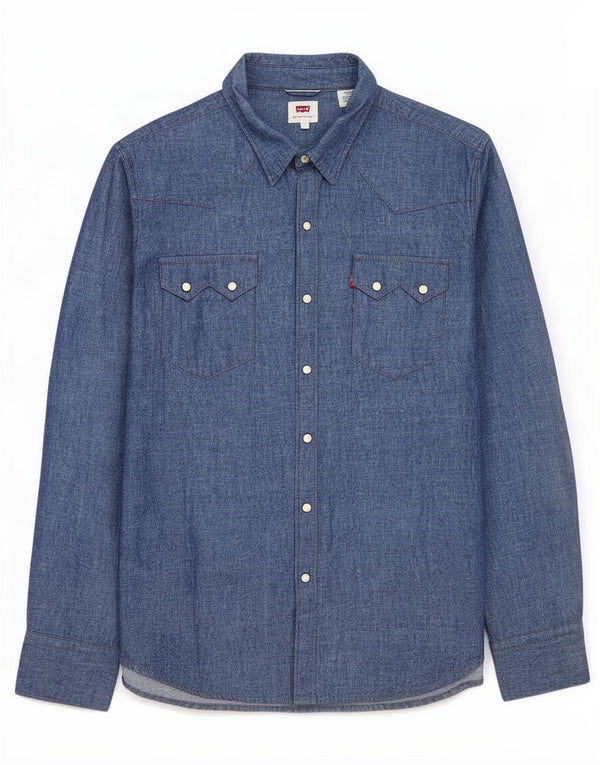 Camicia di jeans da uomo Levi's Large in cotone blu