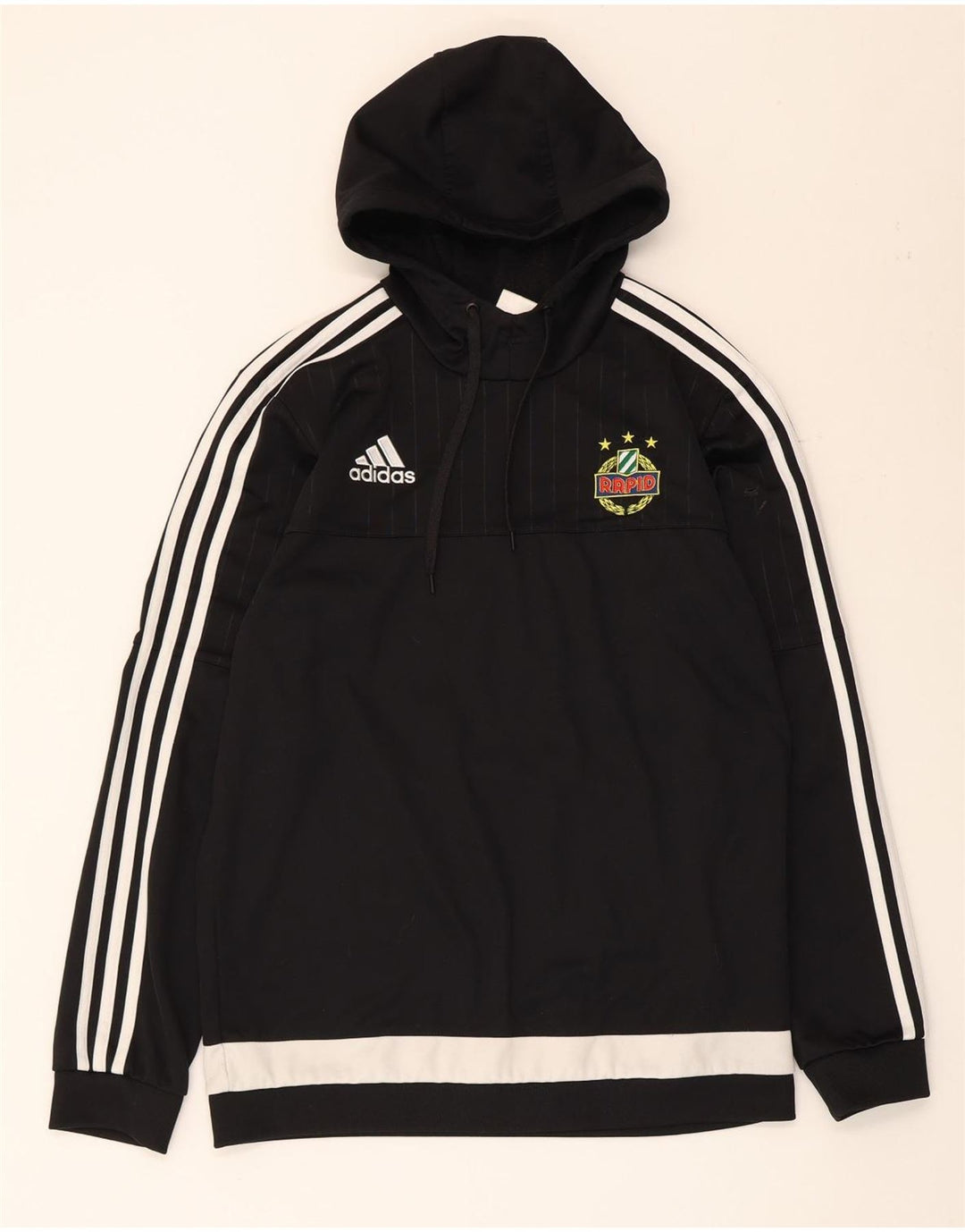 Maglione con cappuccio grafico da uomo Adidas, poliestere color block medio nero