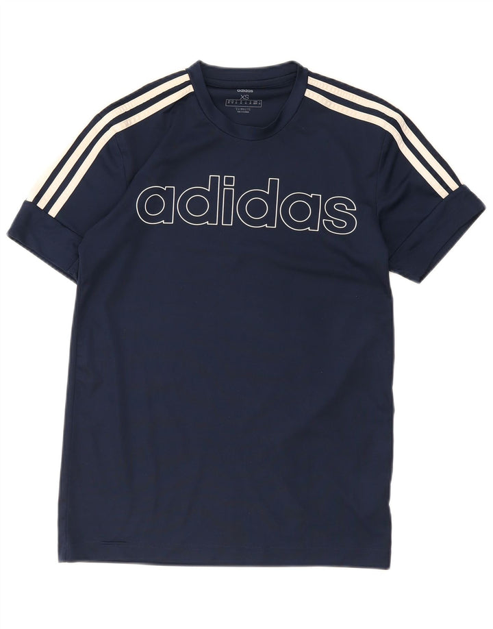Adidas Mens Climalite Graphic T-Shirt Top XS Navy Blue Polyester