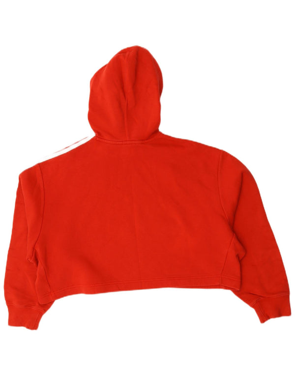 Adidas Womens Crop Oversized Hoodie Jumper UK 10 Small Red Cotton