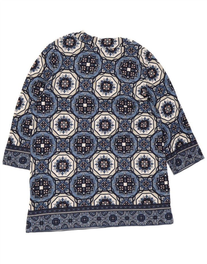 Marks & Spencer Damen-Tunika-Oberteil mit 3/4-Ärmeln, UK-Gr. 12, mittelblau, geometrisch