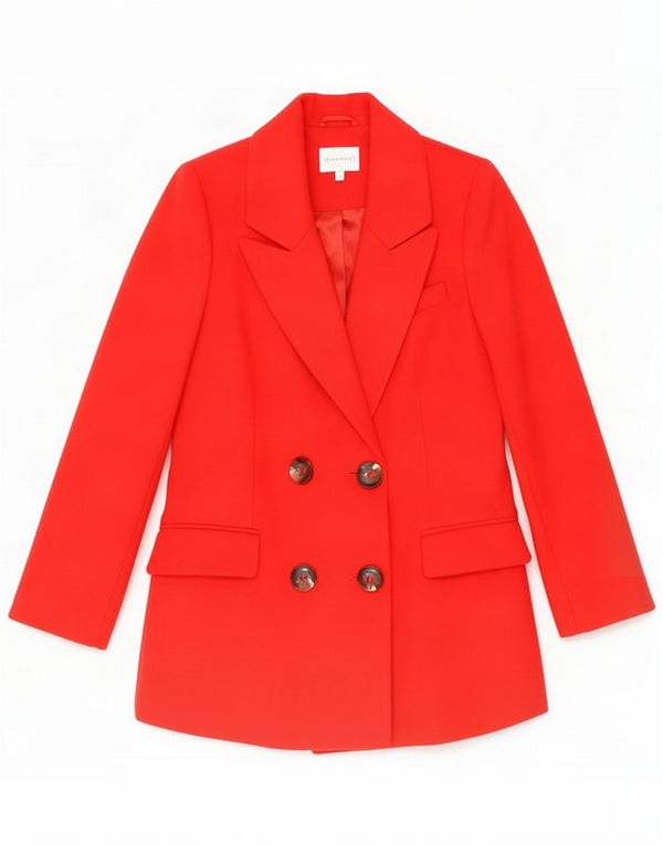 Warehouse Dame Dobbeltradet Blazer Jacket UK 10 Small Rød Polyester