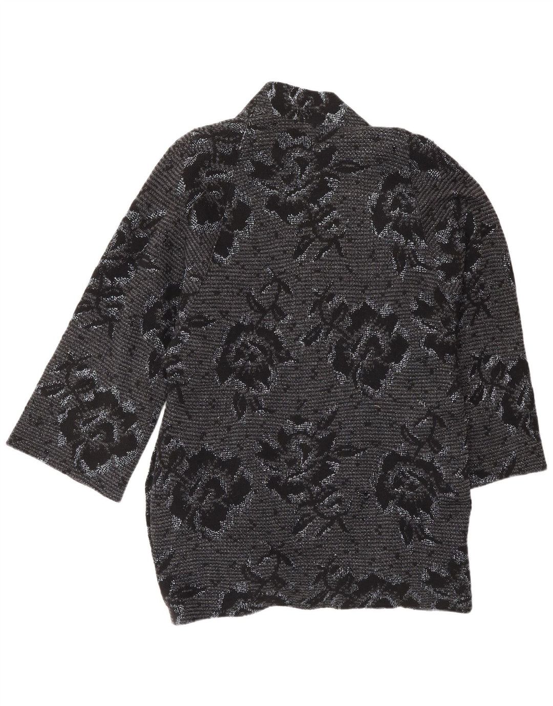 JAEGER Womens Oversized Open Overcoat UK 8 Small Grey Floral Wool
