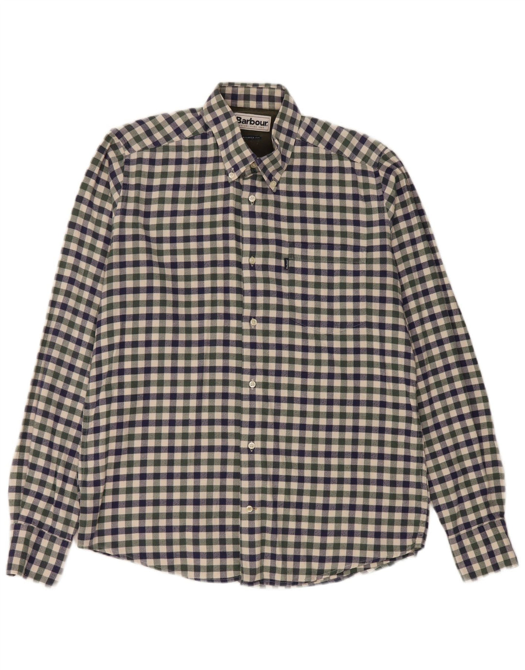Barbour Camisa De Franela Entallada De Algodón A Cuadros Azul Medio | Hombre