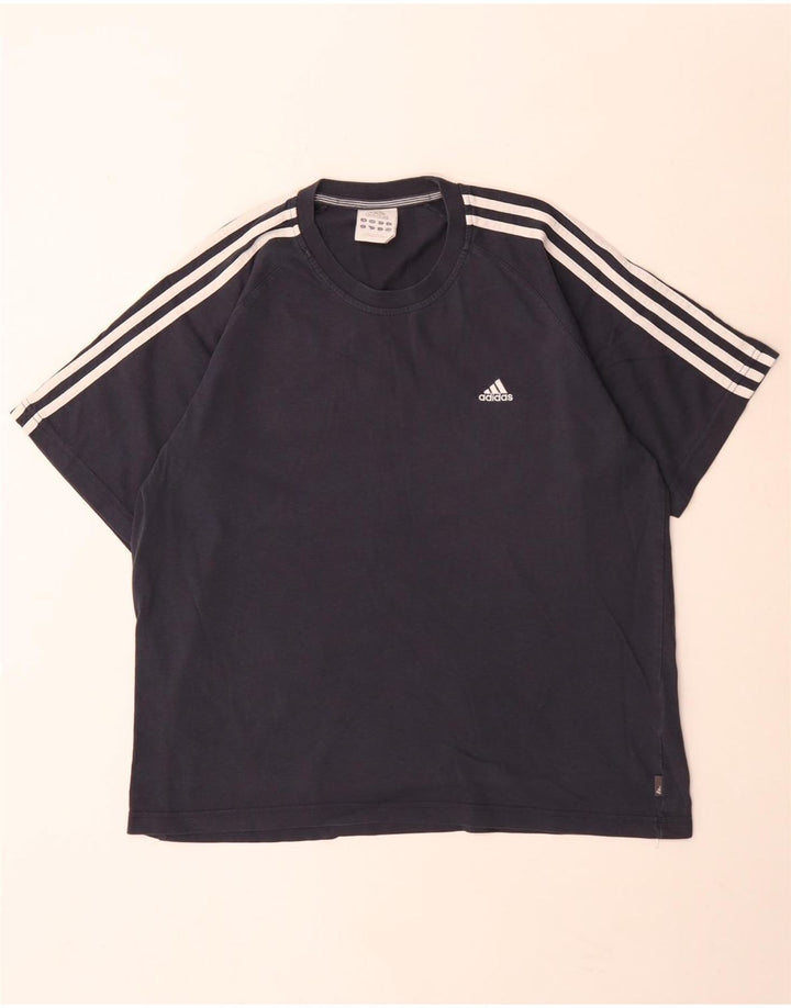 Adidas Mens T-Shirt Top Large Navy Blue Cotton