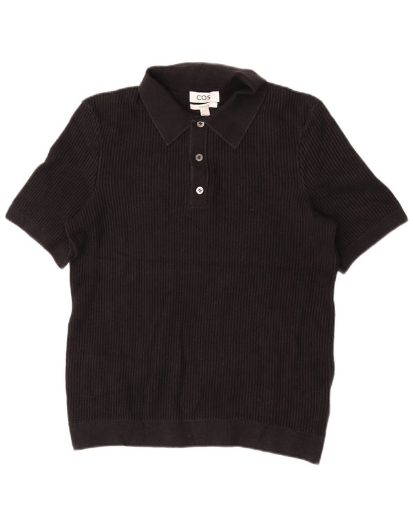 Cos Mens Regular Polo Shirt Small Black Cotton