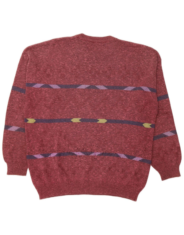 ALLORA Herren-Pullover mit Rundhalsausschnitt, Größe 56, 2XL, Burgunderrot, geometrische Baumwolle