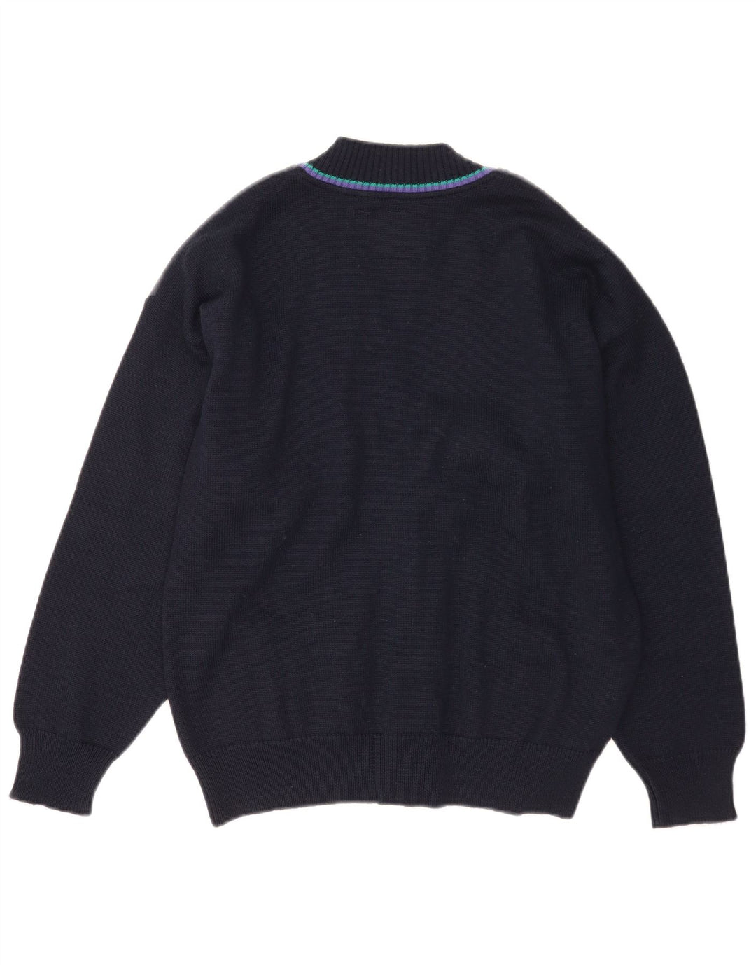 Il Granchio Mens Cardigan Sweater Medium Navy Blue Colourblock Wool