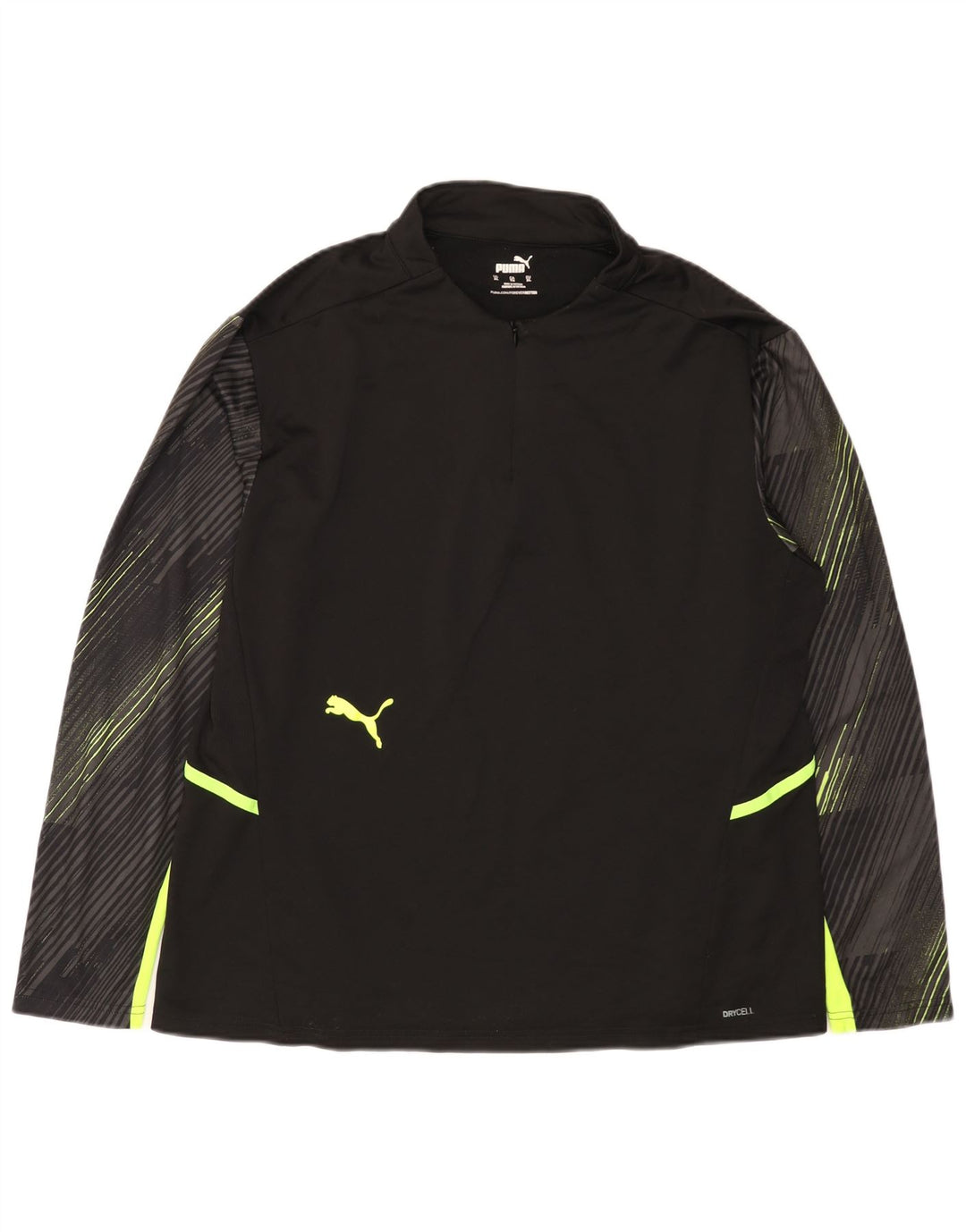 PUMA Womens Zip Neck Pullover Tracksuit Top UK 18 XL Black Striped