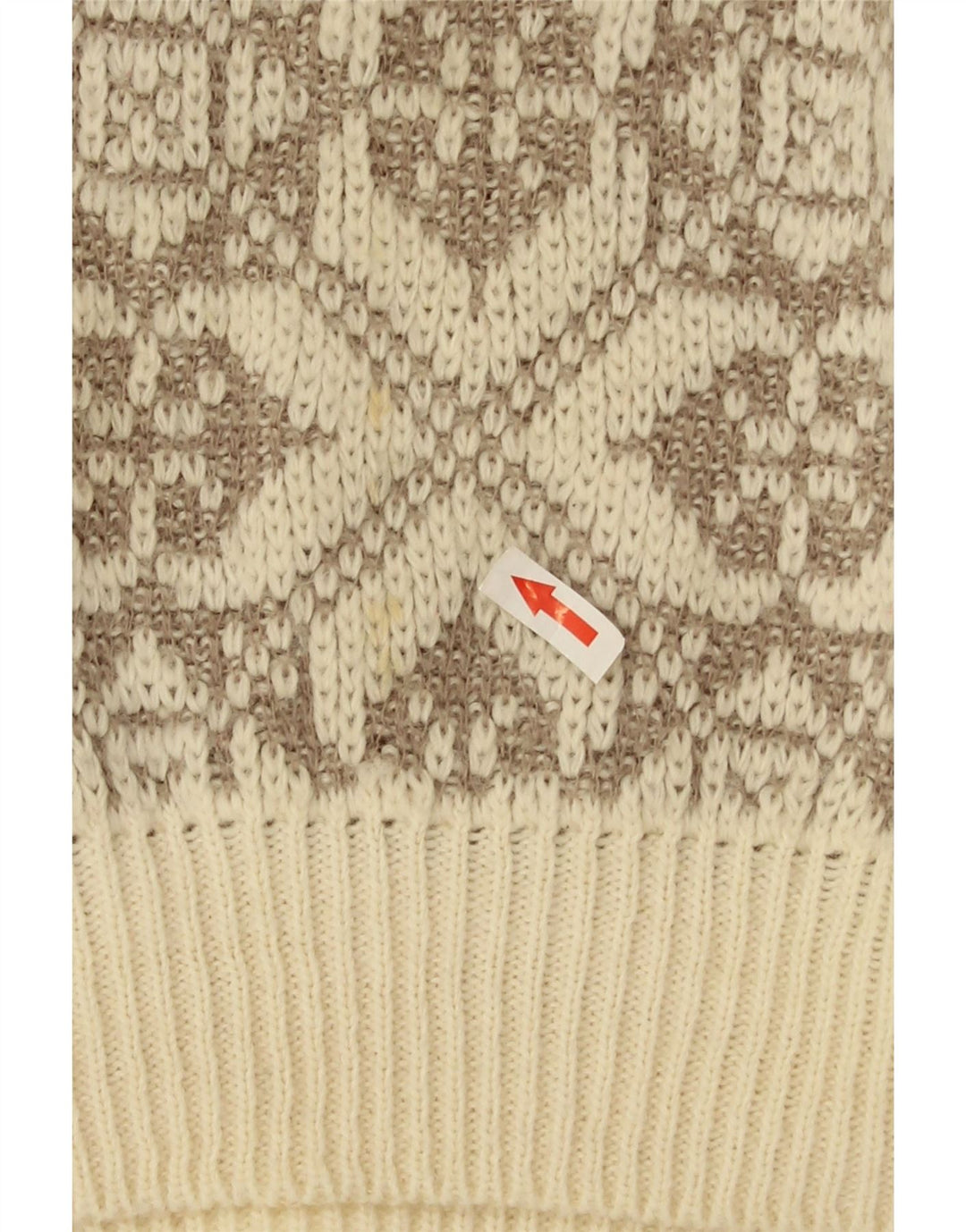 Ciao Mens Crew Neck Jumper Sweater XL Beige Geometric Wool