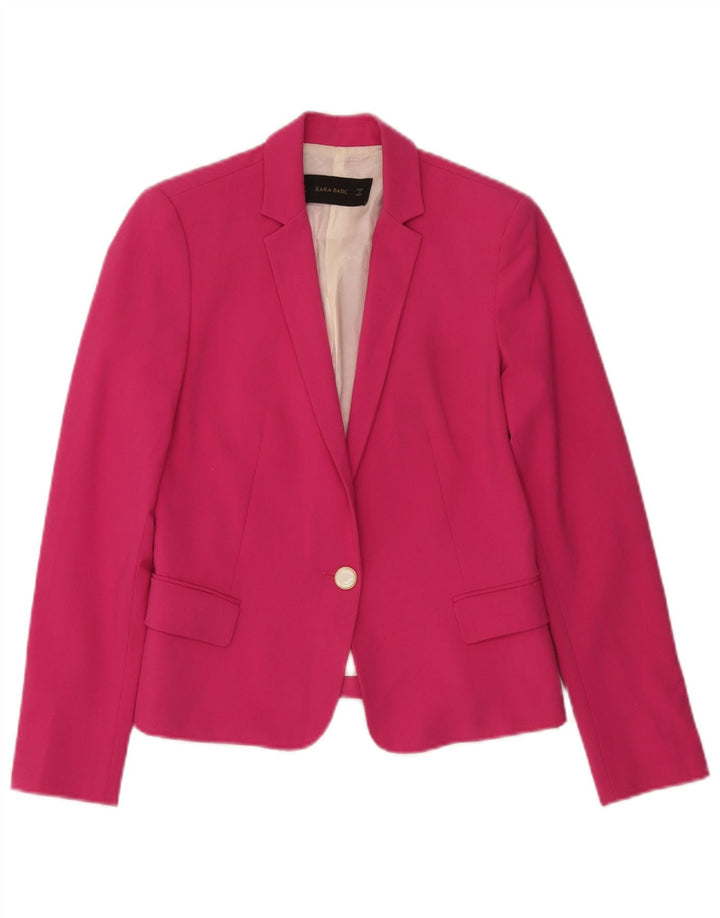 Giacca blazer a 1 bottone da donna Zara UK 10 piccola poliestere rosa