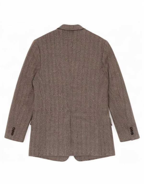 Harris Tweed Mens Regular Fit Blazer Jacket UK 42 Medium Grey Herringbone