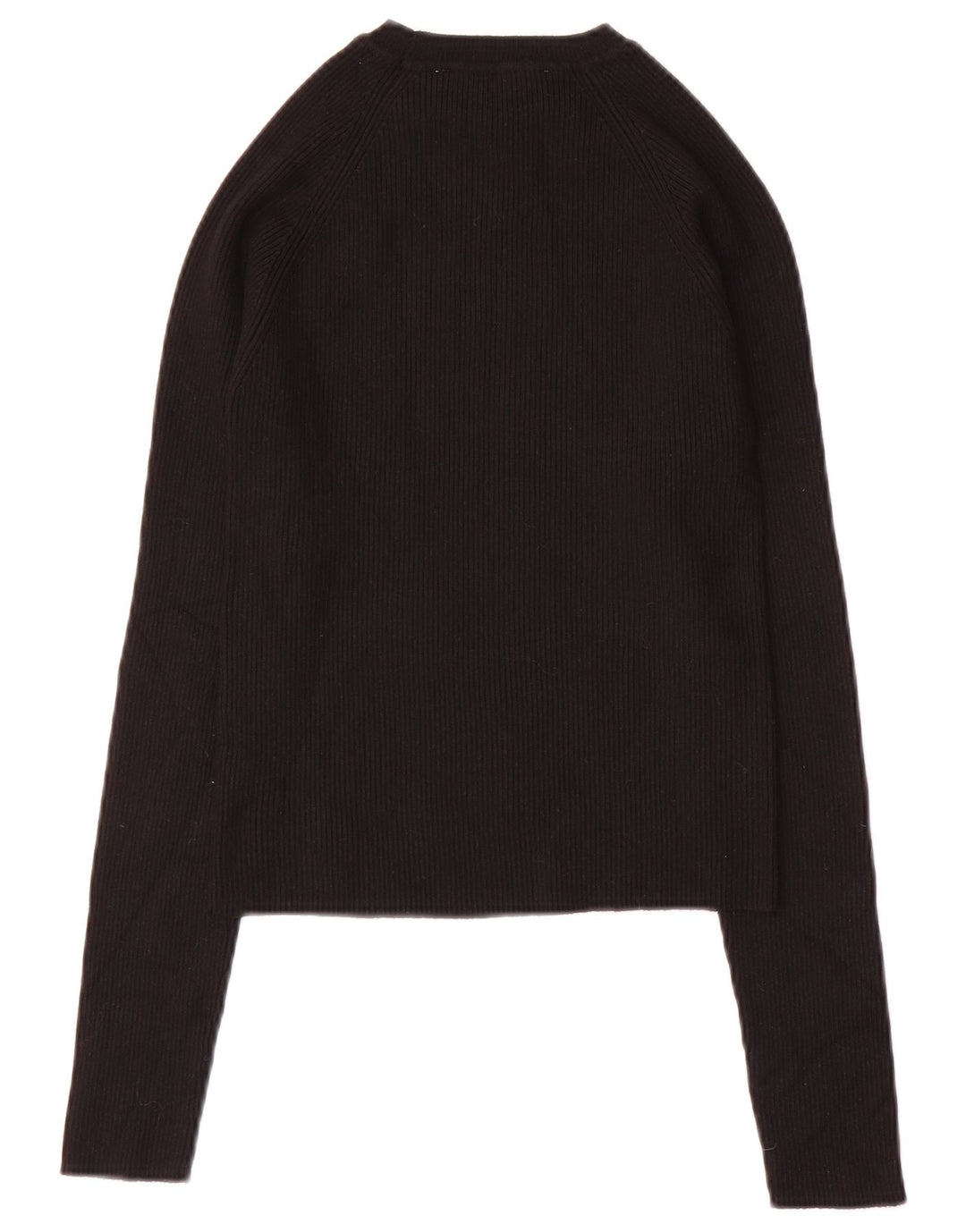 Zara Womens Crop Top Long Sleeve UK 12 Medium Black Viscose