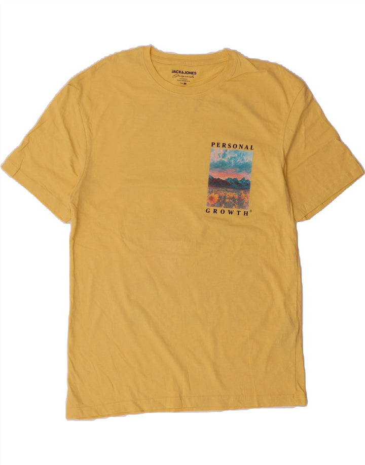 JACK & JONES Mens Graphic T-Shirt Top Medium Yellow Cotton Vintage Jack & Jones and Second-Hand Jack & Jones from Messina Hembry 