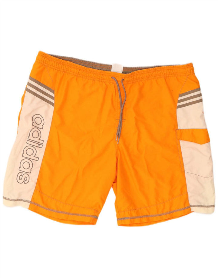 Adidas Mens Graphic Swimming Shorts 2XL Orange Colourblock Polyester
