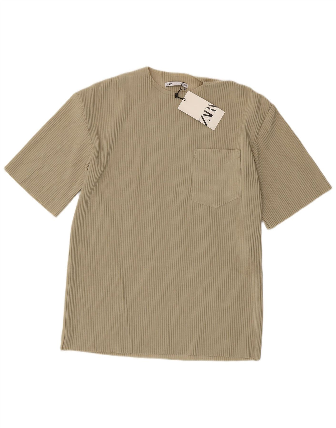 Zara Homme T-Shirt Top Petit Beige Polyester