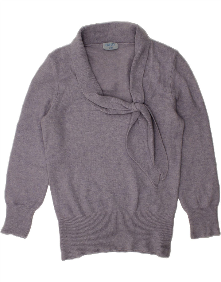 OASIS Girls Shawl Neck Jumper Sweater 7-8 Years Purple Viscose Vintage Oasis and Second-Hand Oasis from Messina Hembry 