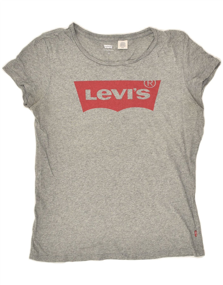 LEVI'S Womens Graphic T-Shirt Top UK 10 Small Grey | Vintage Levi's | Thrift | Second-Hand Levi's | Used Clothing | Messina Hembry 