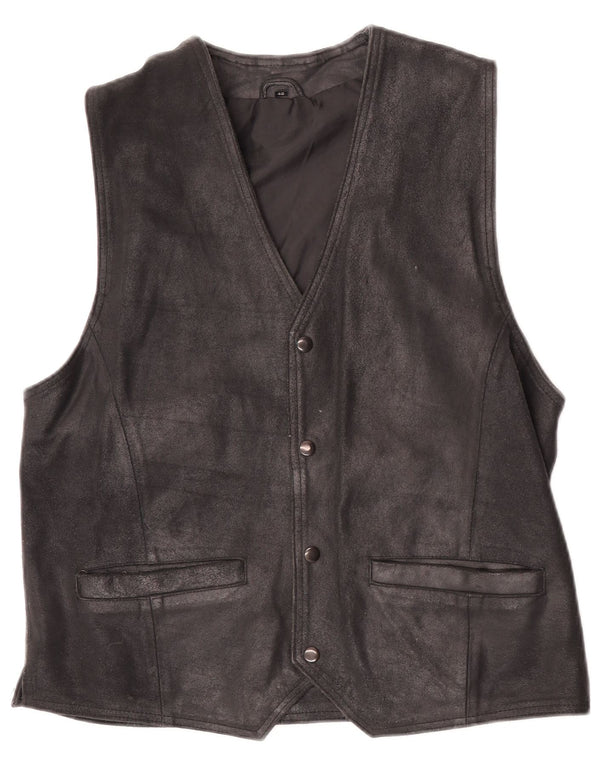 Vestă vintage pentru bărbați din piele intoarsa IT 48 Medium Black Leather