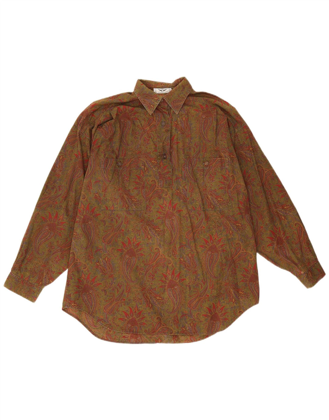Cămașă Pulover oversize Calbros pentru femei IT 44 Medium Khaki Paisley Bumbac