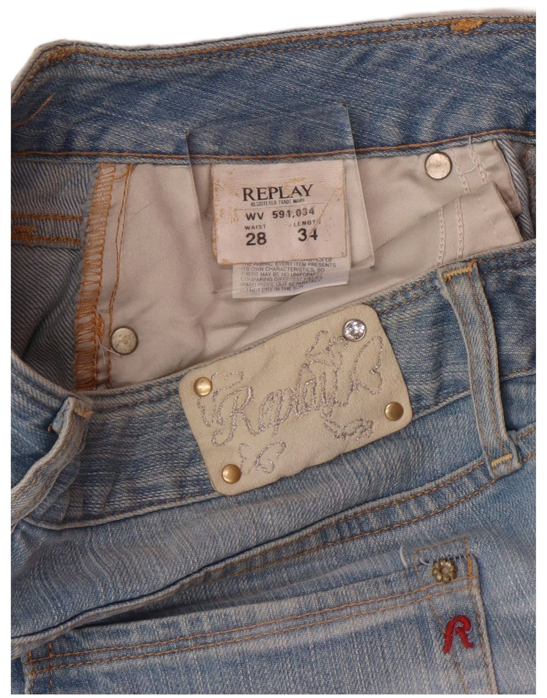 Replay Womens Slim Jeans W28 L34 Blue Cotton